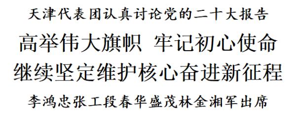 天津代表团认真讨论党的二十大报告：高举伟大旗帜，牢记初心使命，继续坚定维护核心奋进新征程