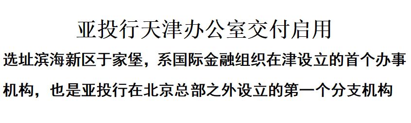 亚投行天津办公室交付启用！系国际金融组织在津设立的首个办事机构